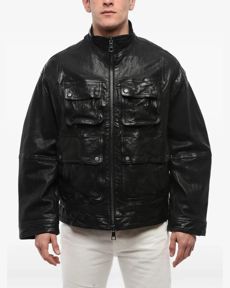 Neil Barrett multi-pocket leather jacket - Schwarz Schwarz