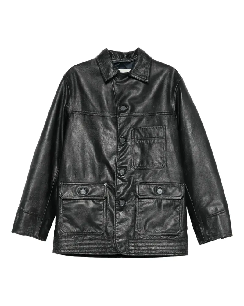 G-STAR RAW leather chore jacket - Schwarz Schwarz