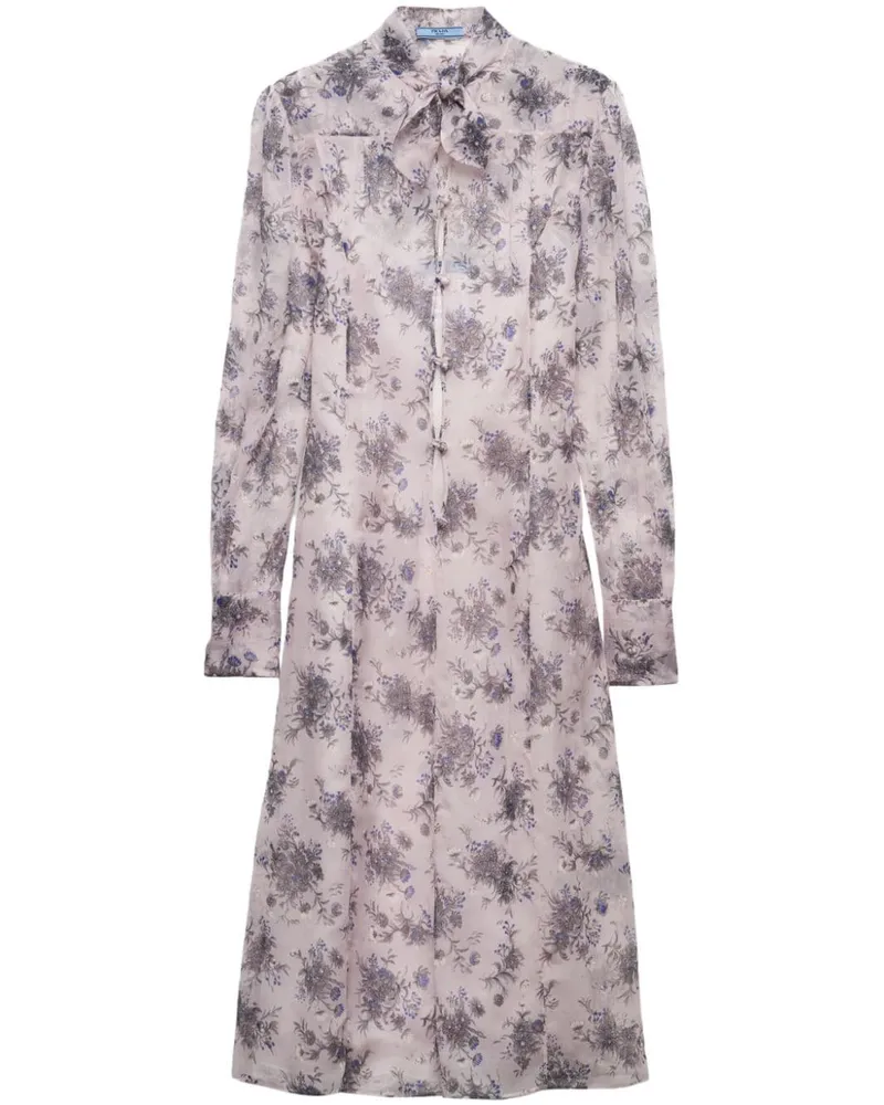 Prada Chiffonkleid mit Blumen-Print - Rosa Rosa