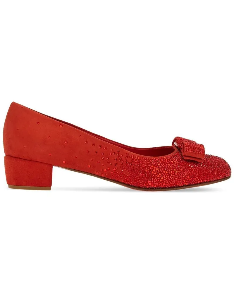 Ferragamo Vara Pumps mit Kristallen Rot