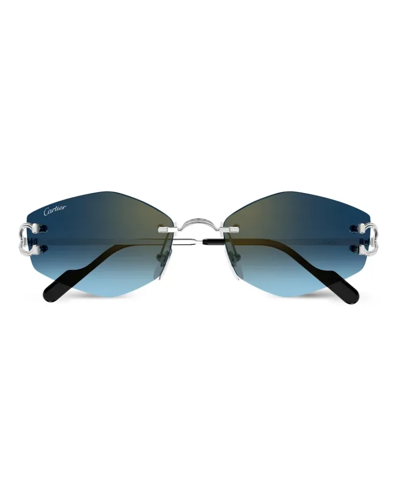 Cartier rimless geometric-frame sunglasses - Silber Silber