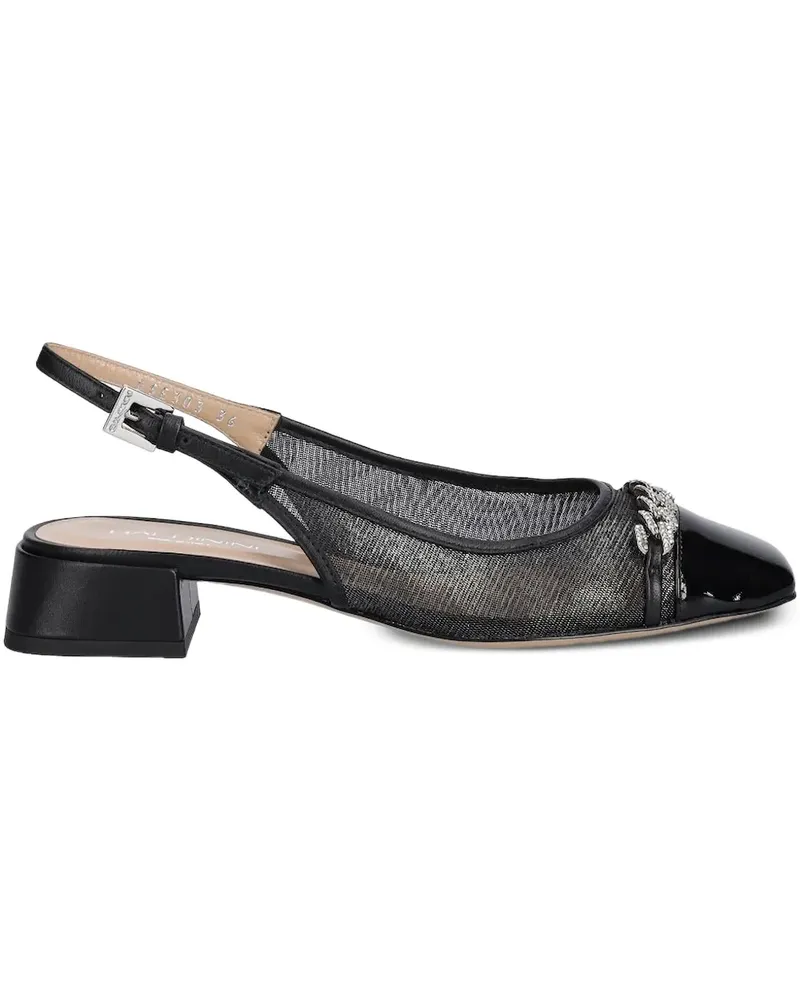 Baldinini Slingback-Pumps mit Zierkette - Schwarz Schwarz