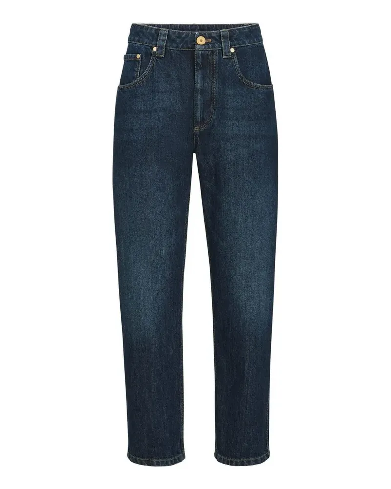 Brunello Cucinelli Shiny Bartack Straight-Leg-Jeans - Blau Blau