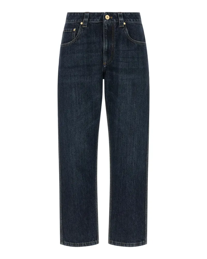 Brunello Cucinelli Shiny Bartack straight-leg jeans - Blau Blau