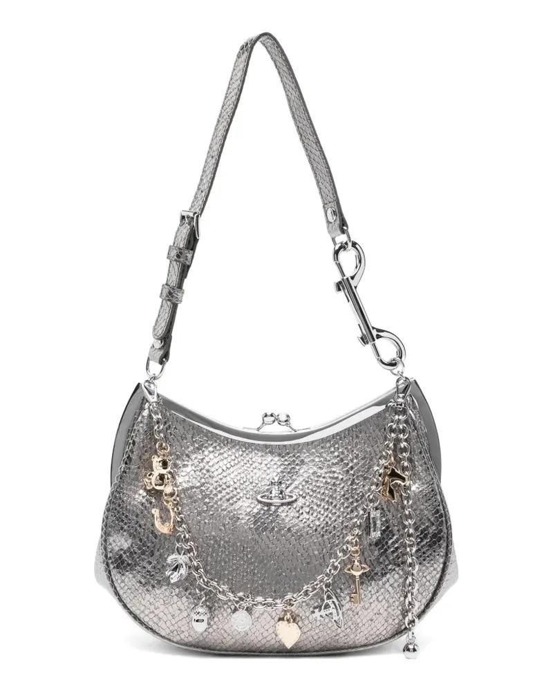 Vivienne Westwood Schultertasche mit Python-Prägung - Silber Silber
