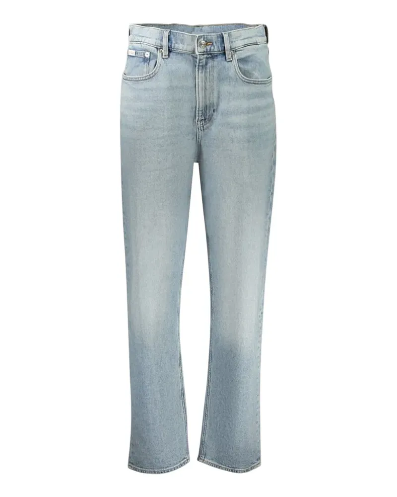 Calvin Klein straight-leg logo-patch jeans - Blau Blau