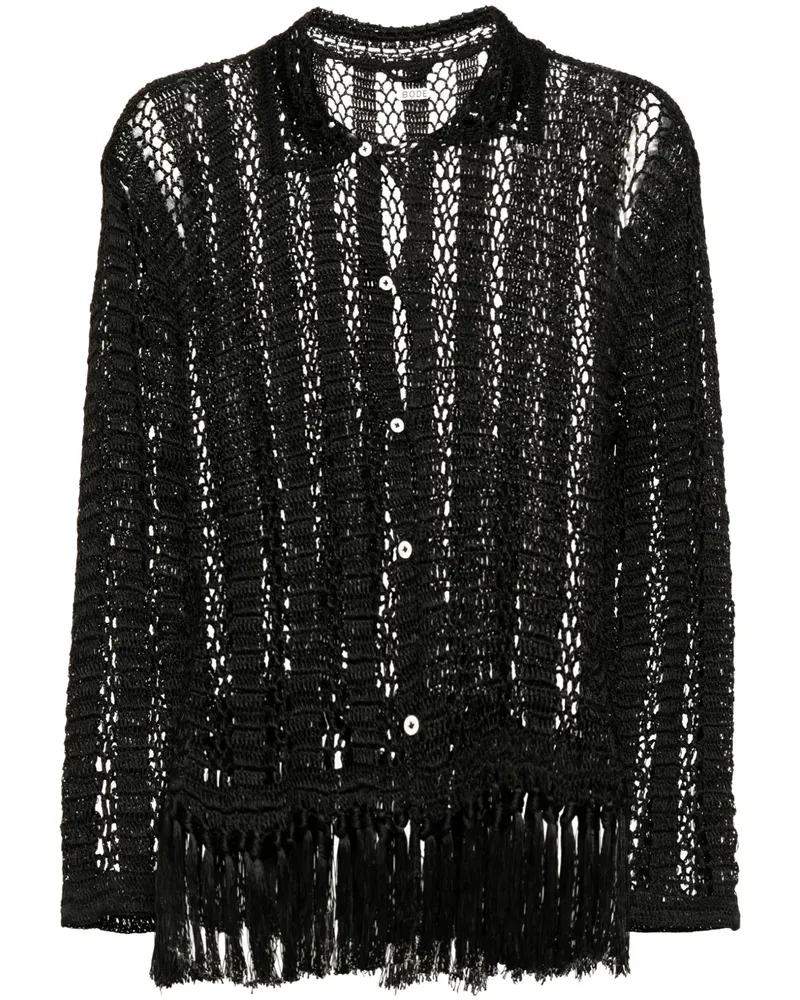 BODE Hemd mit Lochstrickmuster - Schwarz Schwarz