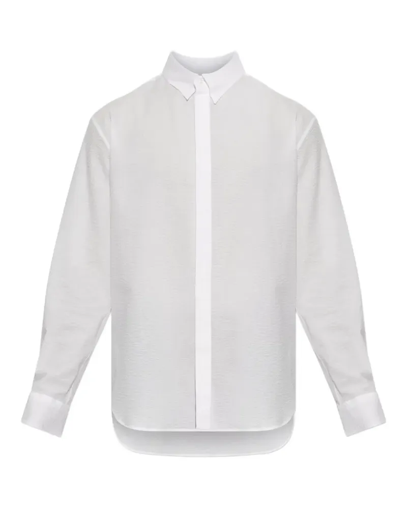 Giorgio Armani seersucker-texture long-sleeve shirt - Weiß Weiß