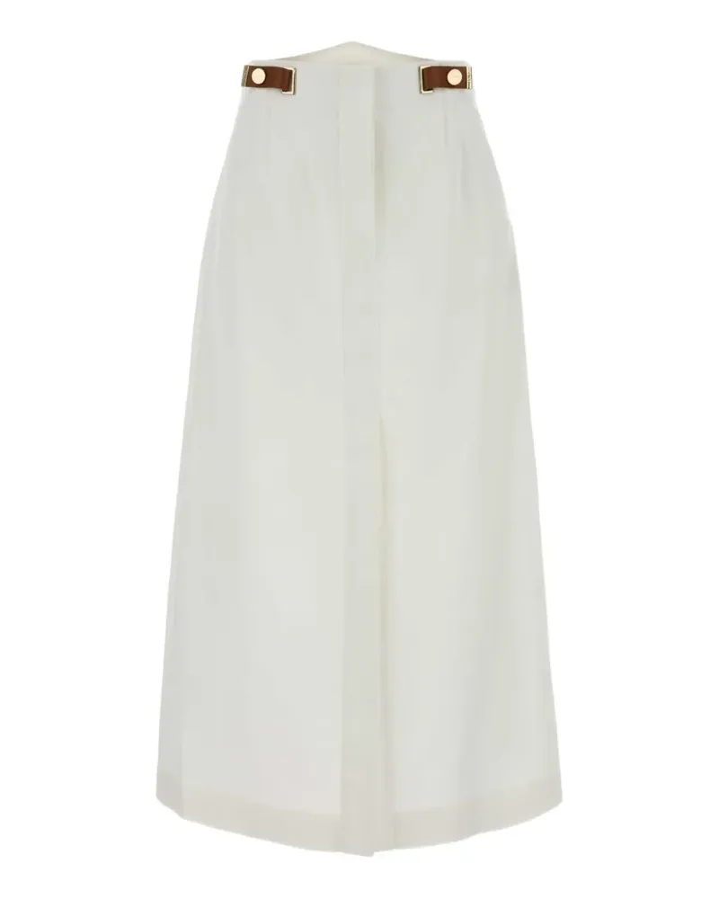 Fendi leather-tab stud-detail midi skirt - Weiß Weiß