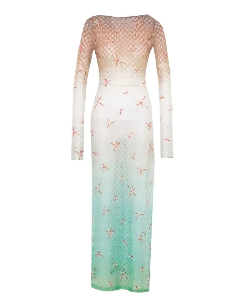 Missoni Langes Kleid aus Lamé-Viskose mit Spinnennetz-Motiv und Stickerei - Nude Nude