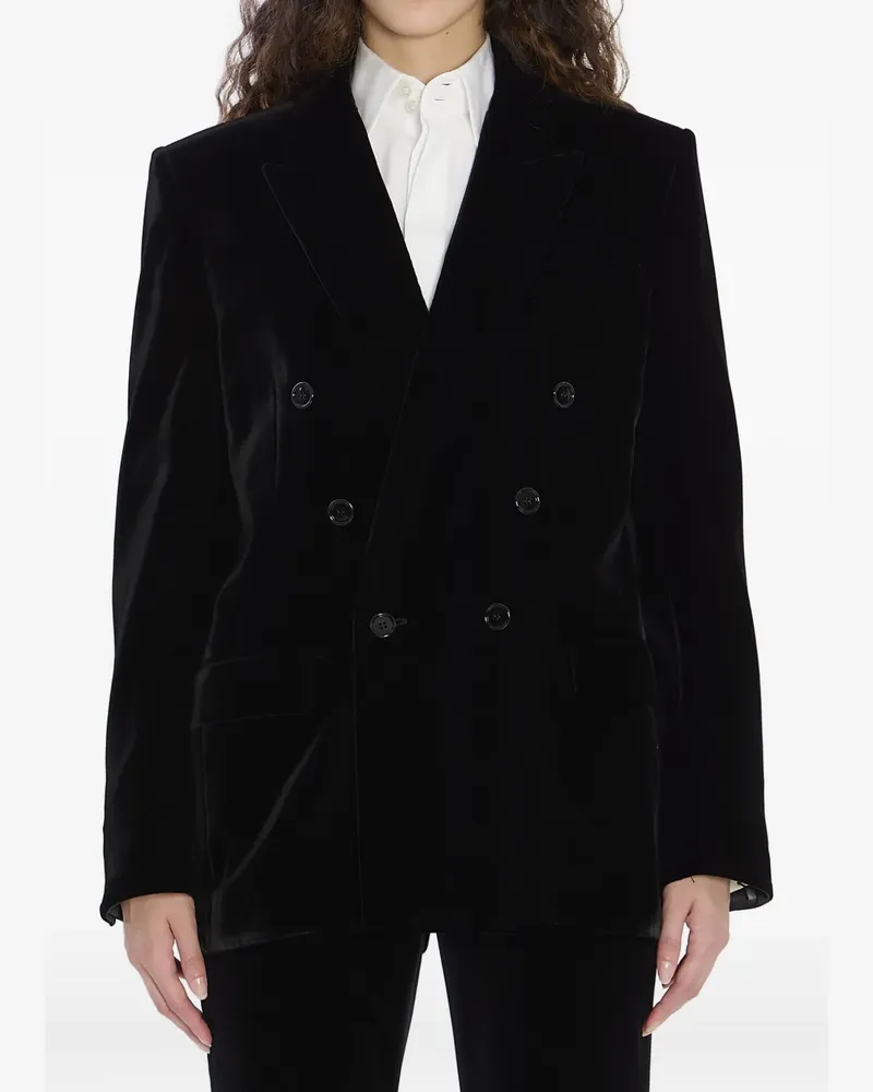 Saint Laurent Doppelreihige Cassandre Jacke aus Samt - 1000|Black 1000