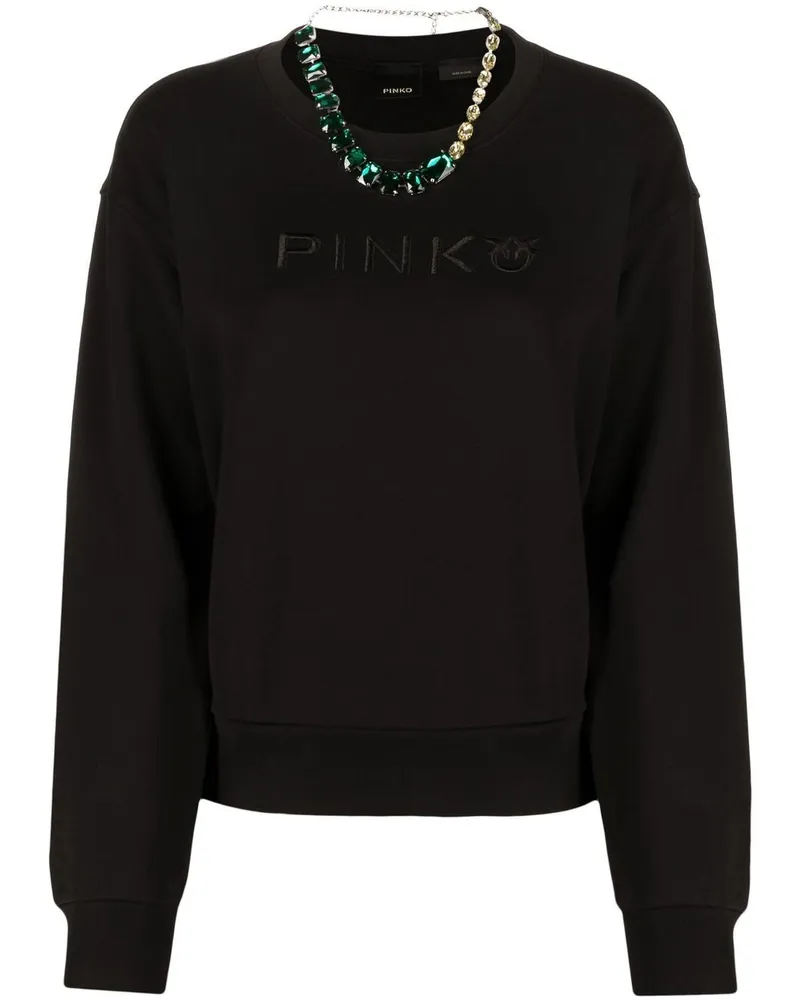 Pinko Sweatshirt mit rundem Ausschnitt Schwarz