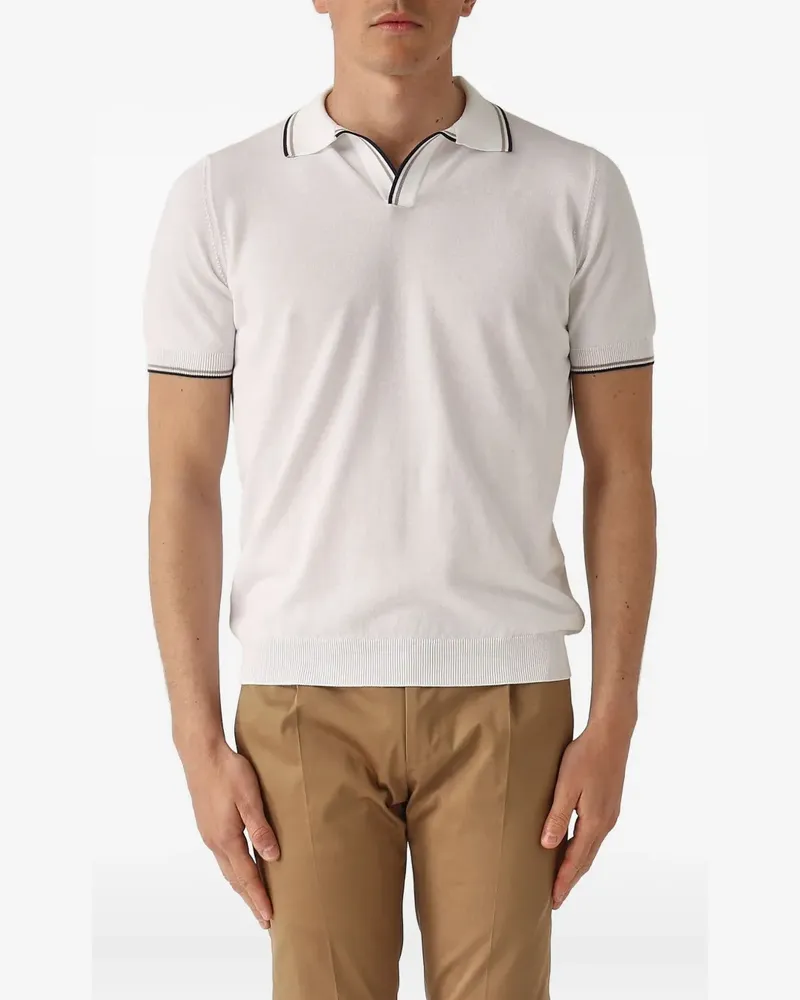 Gran Sasso Geripptes Poloshirt - Weiß Weiß