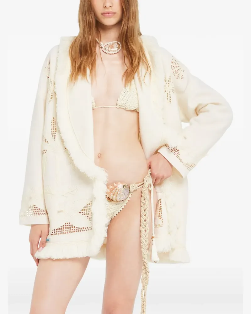 Alanui Island Diary Strickmantel mit Lochmuster - Nude Nude