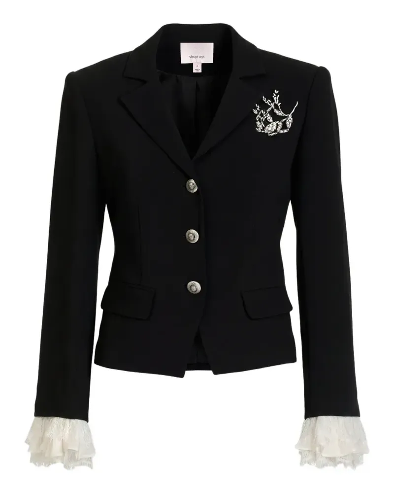 Cinq à Sept Sorren crystal-embellished lace-trim blazer - Schwarz Schwarz