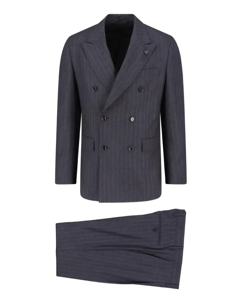 LARDINI pinstripe-pattern double breasted suit - Grau Grau