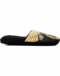 Versace Slipper mit Barock-Print Schwarz