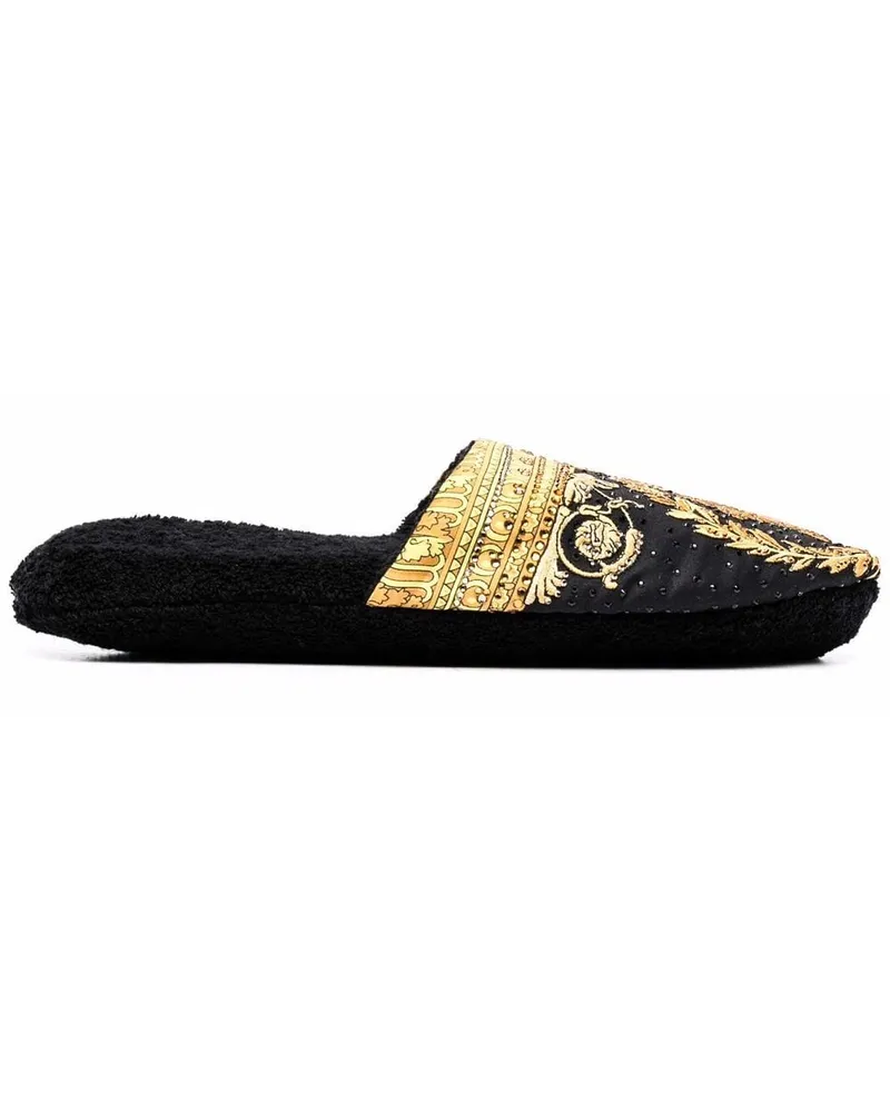 Versace Slipper mit Barock-Print - Schwarz Schwarz