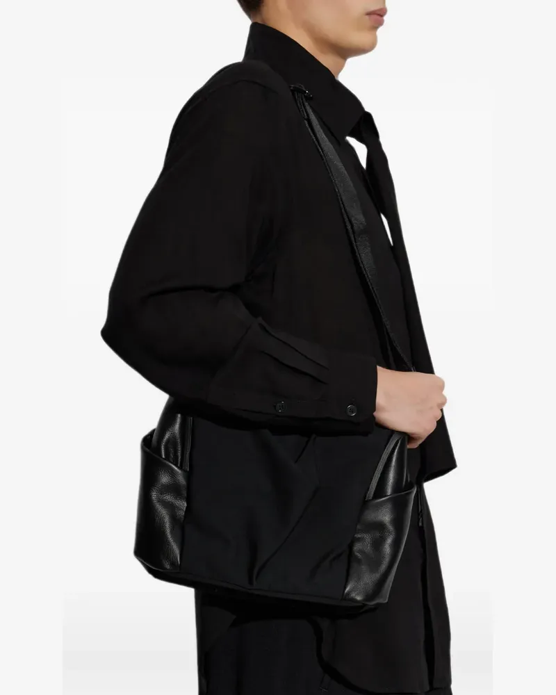 Yohji Yamamoto GB/LEA/NY-B Schultertasche mit Einsätzen - Schwarz Schwarz