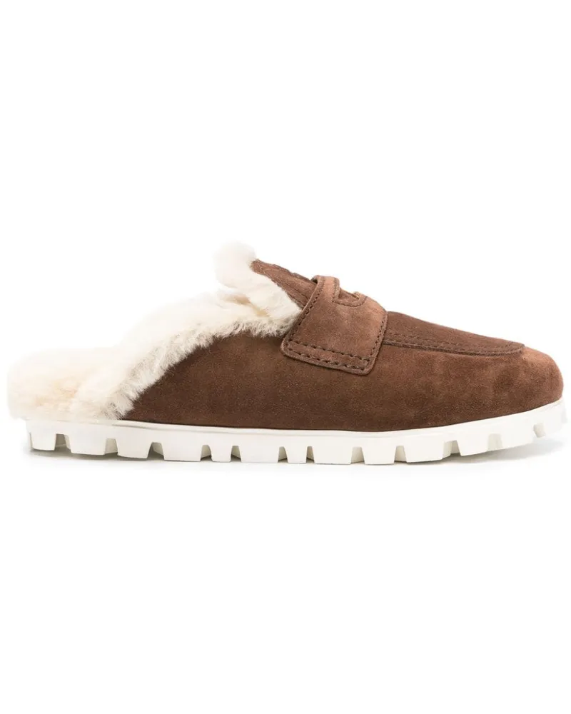 Miu Miu Slipper mit Logo-Prägung - Braun Braun