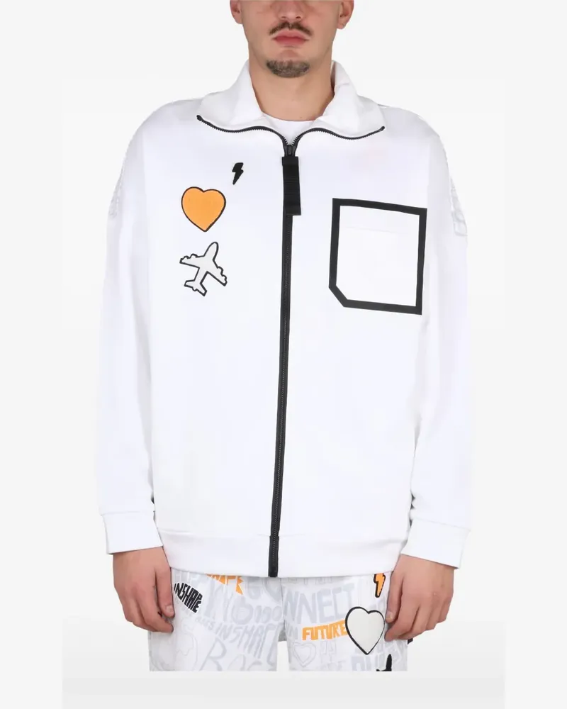 HUGO BOSS Sweatshirt mit grafischem Patch - Weiß Weiß