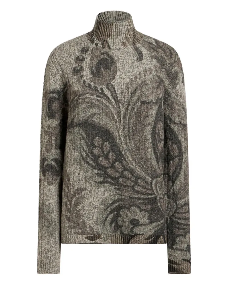 Etro Gerippter Pullover mit Paisleymuster - Grau Grau