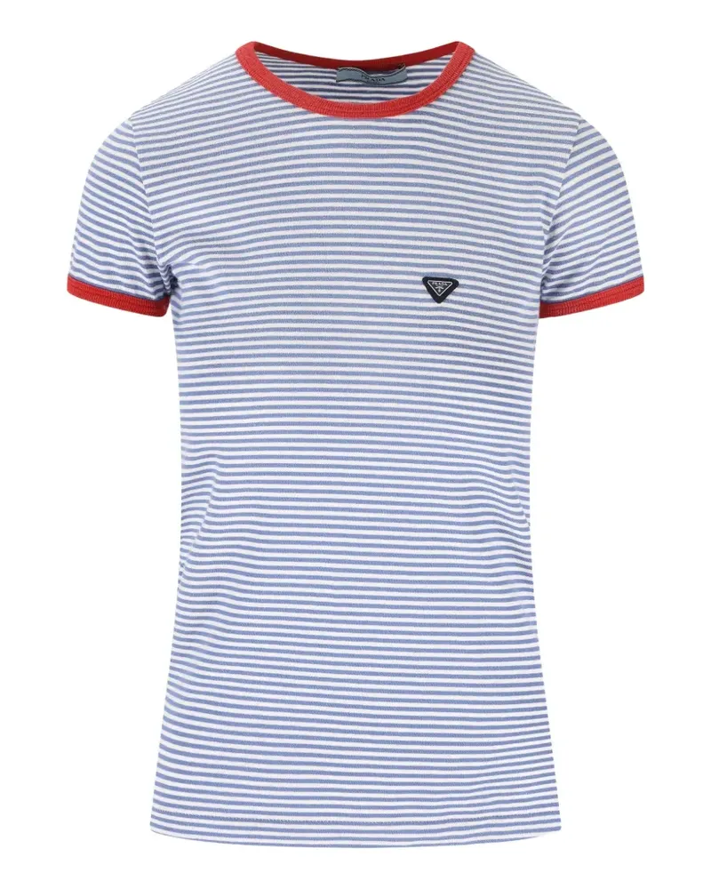 Prada striped logo top - Blau Blau
