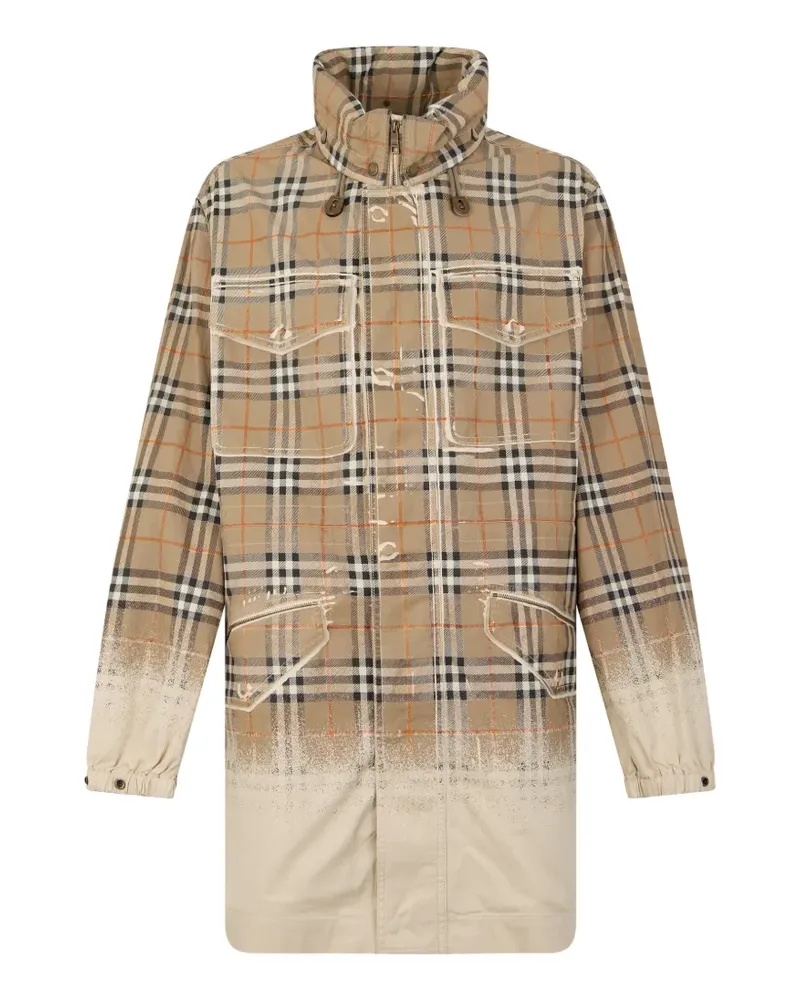 Burberry Gradient Check tropical gabardine parka - Nude Nude