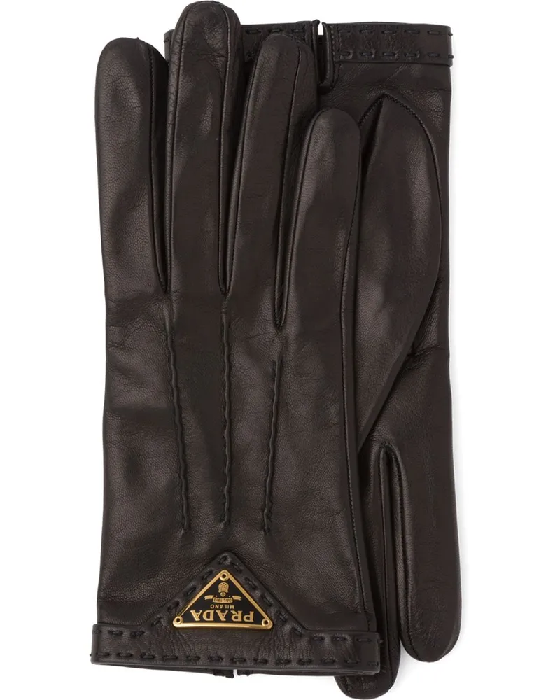 Prada logo-plaque slip-on gloves - Schwarz Schwarz
