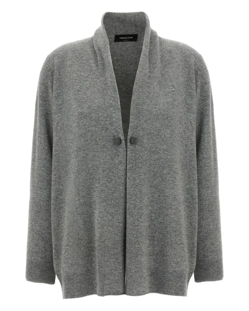 Fabiana Filippi Schalkragen-Cardigan mit Schmuckbrosche - Grau Grau