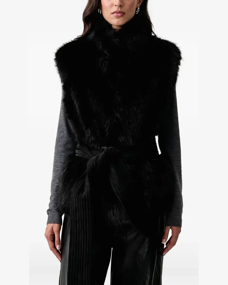 Liu Jo faux-fur belted gilet - Schwarz Schwarz