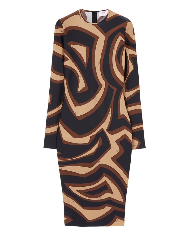 Emilio Pucci Langärmeliges Kleid mit Wellen-Print - Schwarz Schwarz