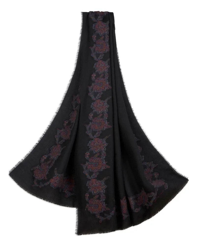 Etro jacquard paisley-print fringed scarf Schwarz