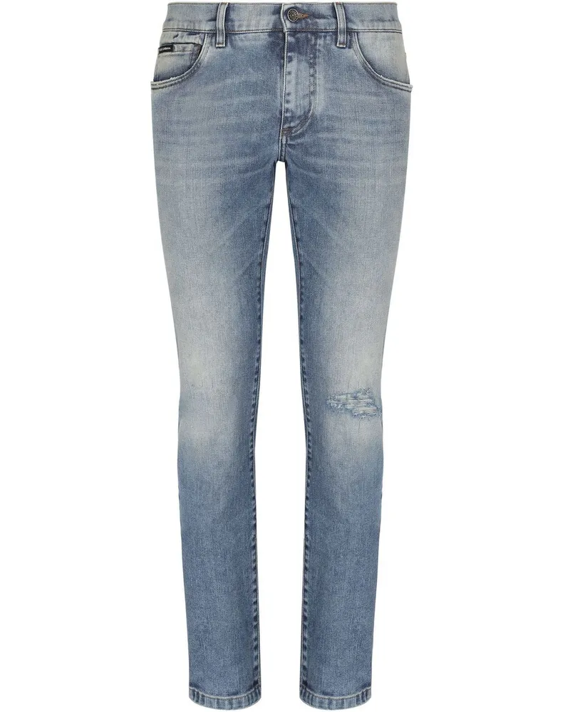 Dolce & Gabbana Skinny-Jeans im Distressed-Look Blau