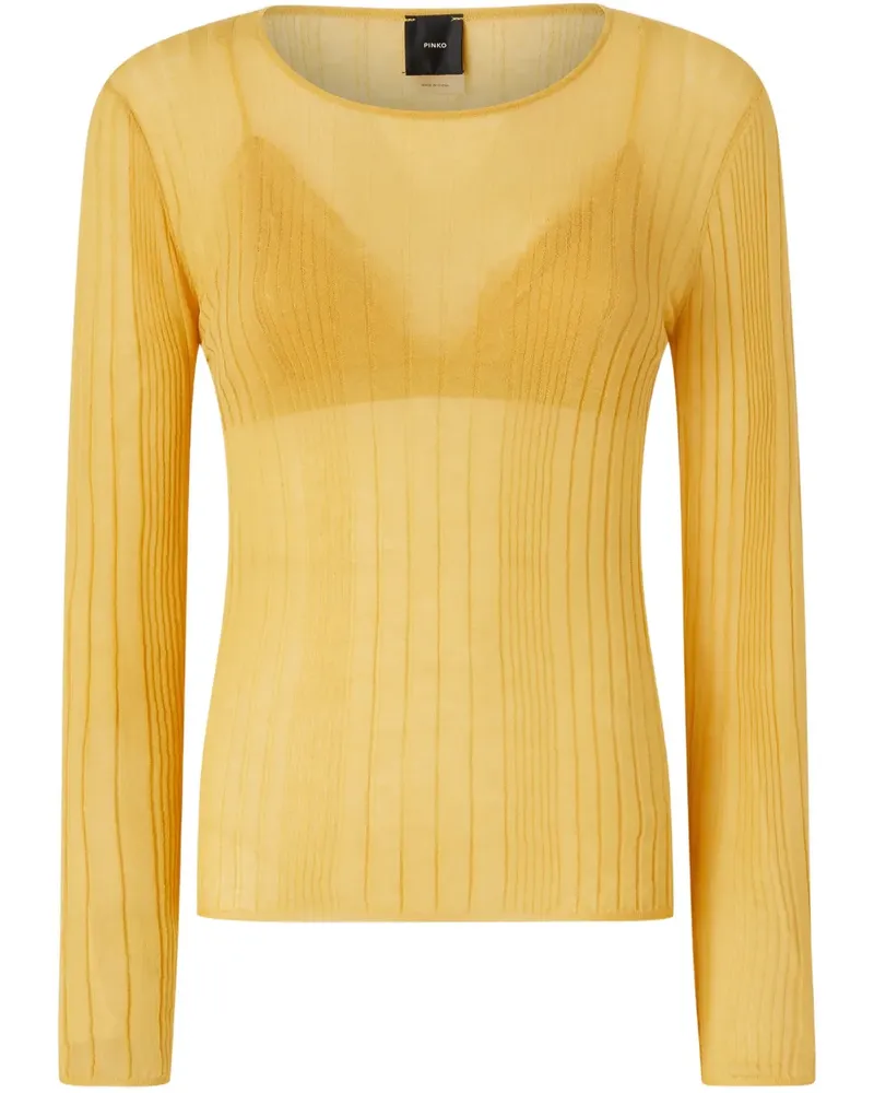 Pinko Geripptes Sheer-Oberteil - Gelb Gelb