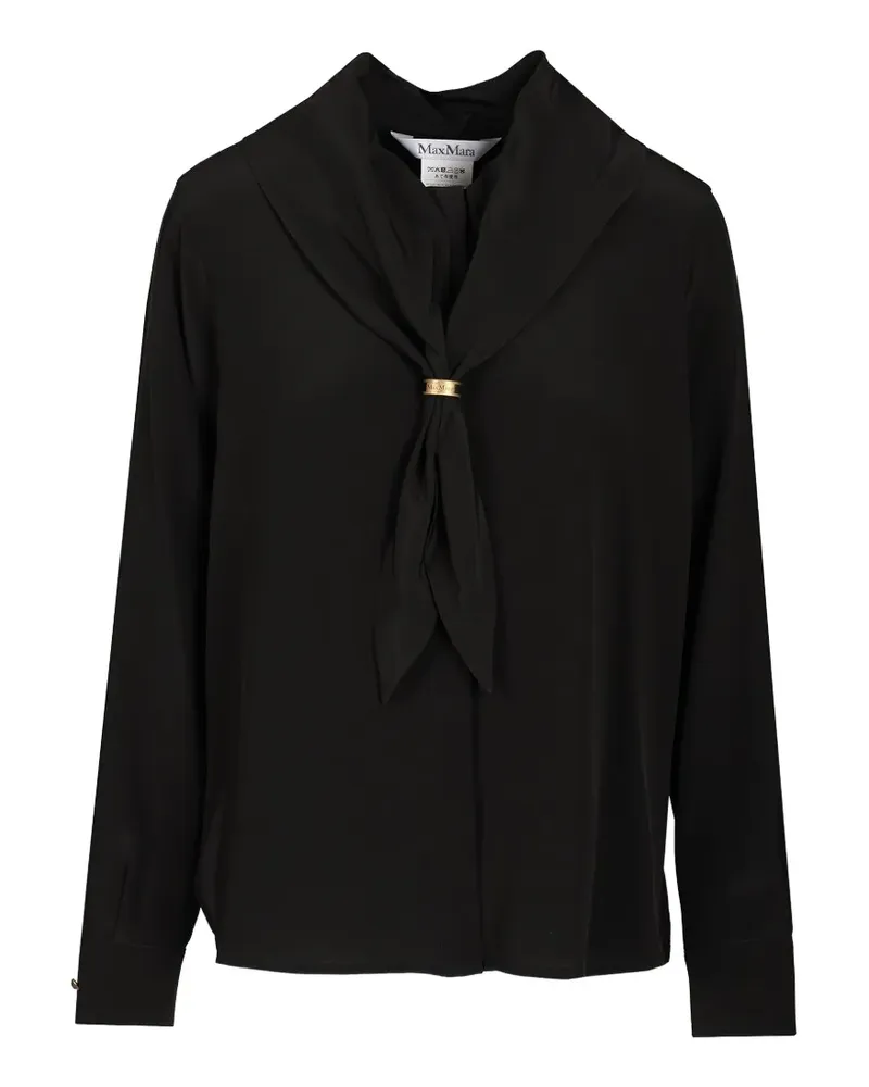 Max Mara Seidenhemd mit Schaldetail - Schwarz Schwarz