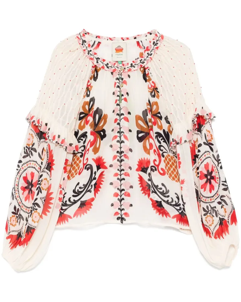 FARM Rio Cashew Mandala Bluse - Nude Nude