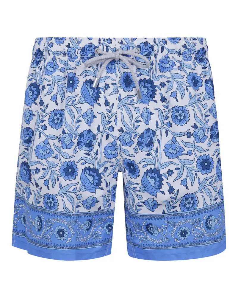 MC2 Saint Barth Gustavia swim shorts with blue batik floral print - Weiß Weiß