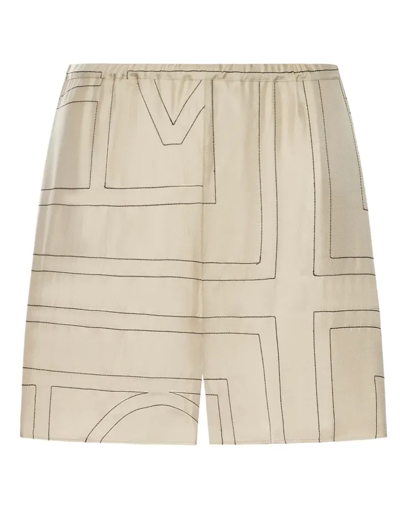 Totême embroidered silk shorts - Nude Nude