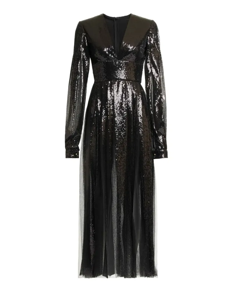 Elie Saab Pailletten-Minikleid mit V-Ausschnitt - Schwarz Schwarz