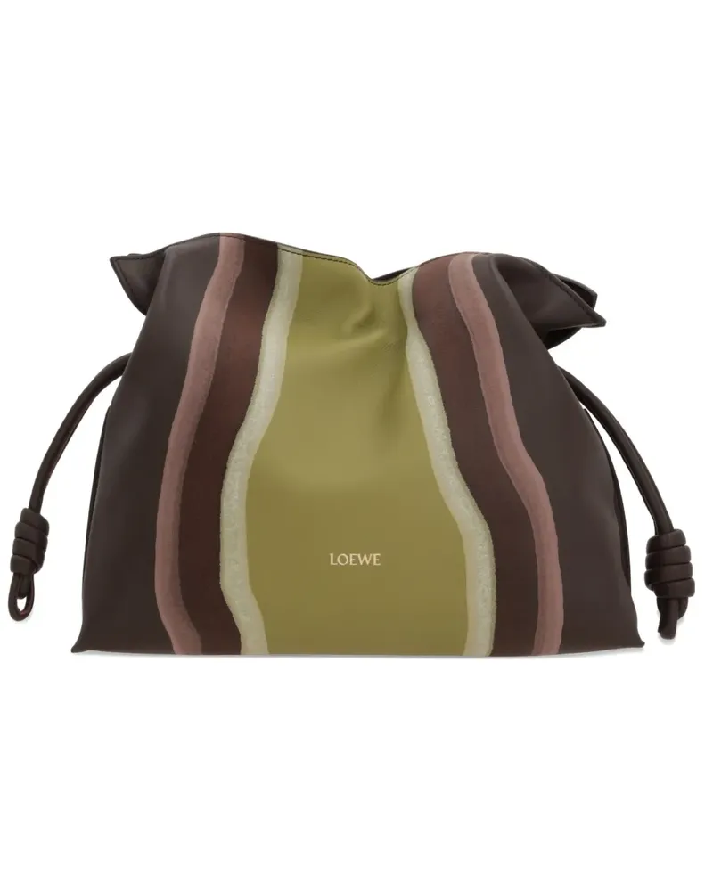 Loewe Gestreifte Schultertasche - Braun Braun
