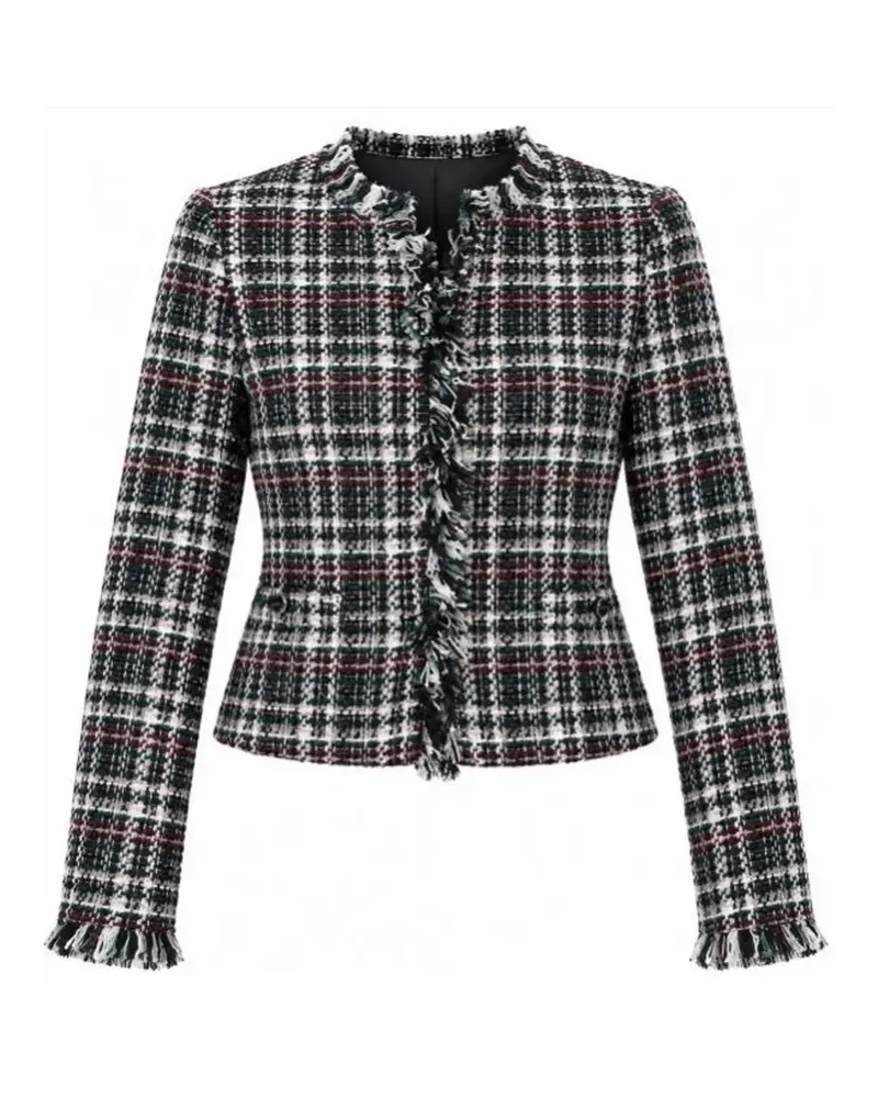 Twin-Set checked fringed jacket - Schwarz Schwarz