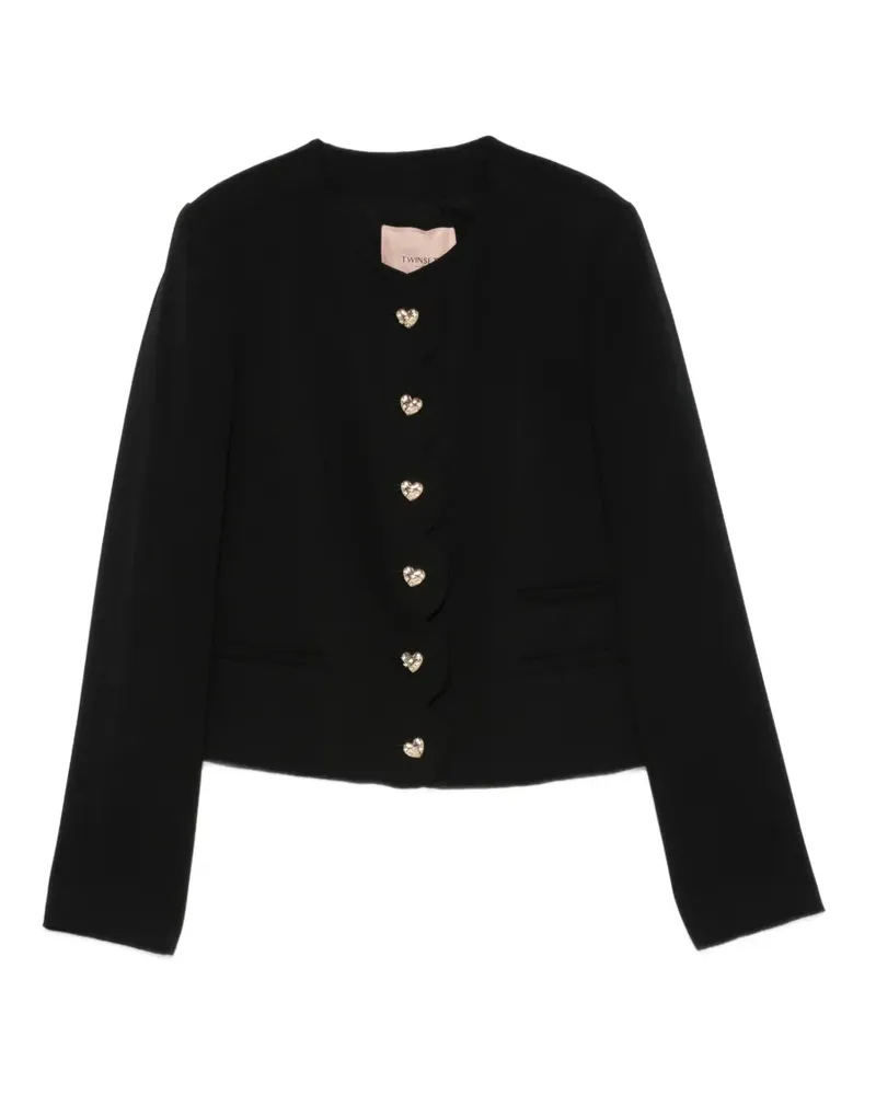 Twin-Set Jacke mit Herzknöpfen - Schwarz Schwarz