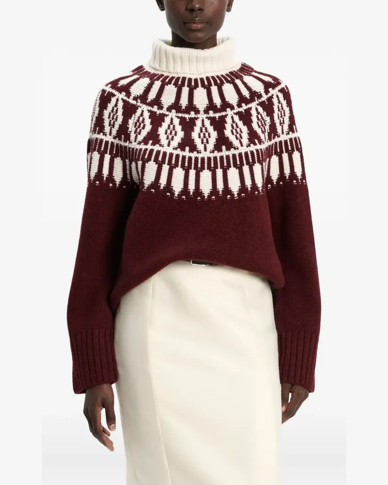 arch4 Gemusterter Rollkragenpullover - Rot Rot