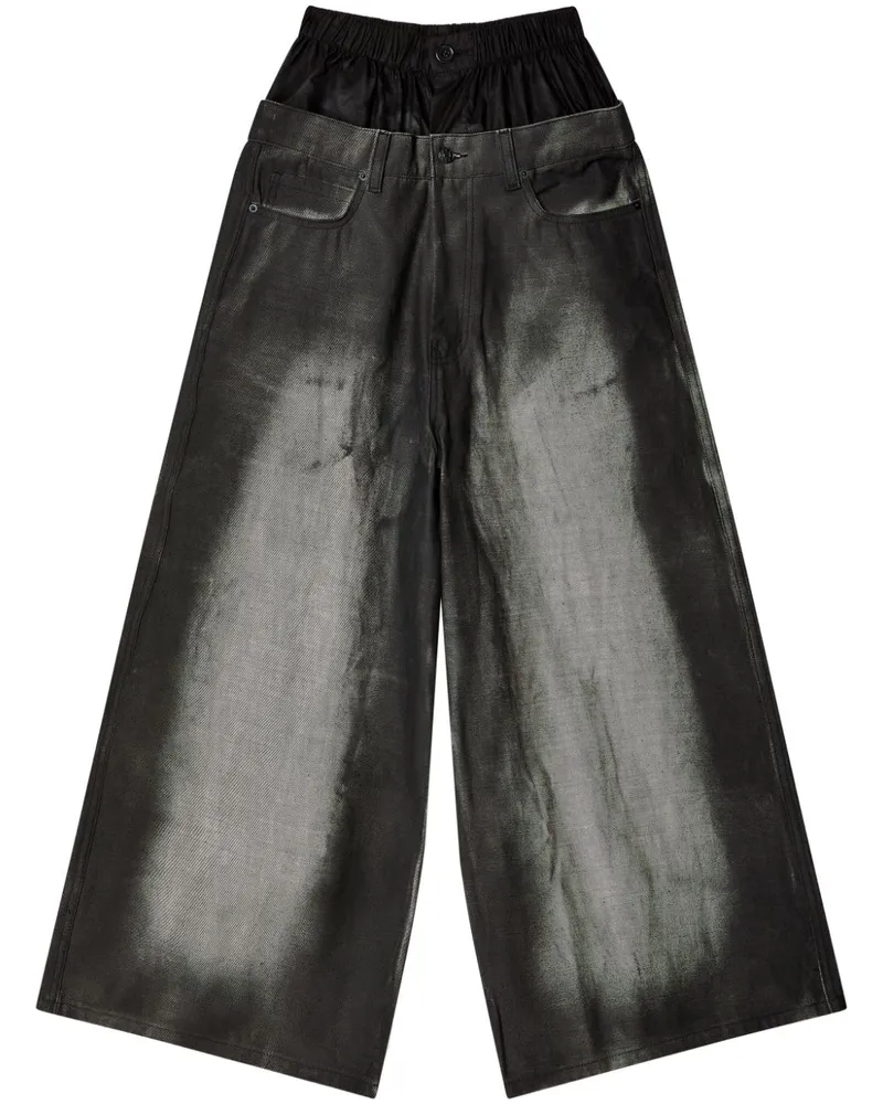 Melitta Baumeister Wide-Leg-Jeans im Distressed-Look - Schwarz Schwarz