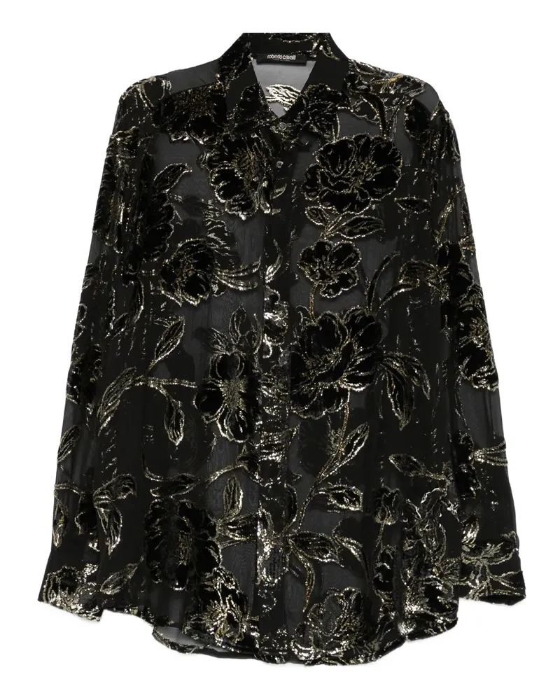 Roberto Cavalli Bluse mit Blumenmuster - Schwarz Schwarz