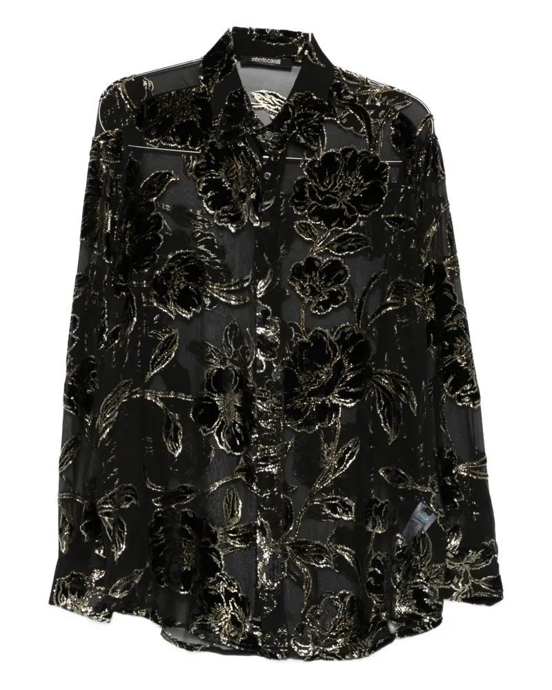 Roberto Cavalli floral-textured blouse - Schwarz Schwarz