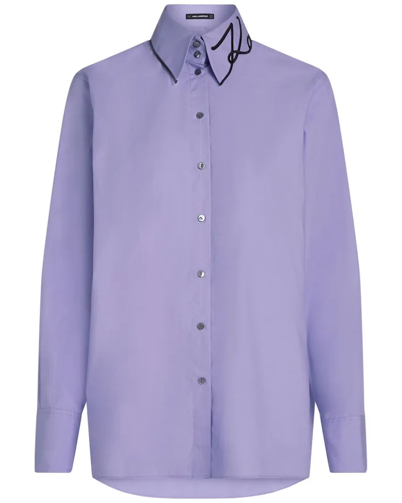 Karl Lagerfeld Popeline-Hemd mit Logo - Violett Violett