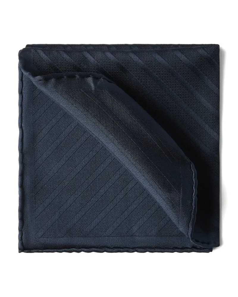 Brunello Cucinelli Gestreiftes Einstecktuch aus Seide - Blau Blau