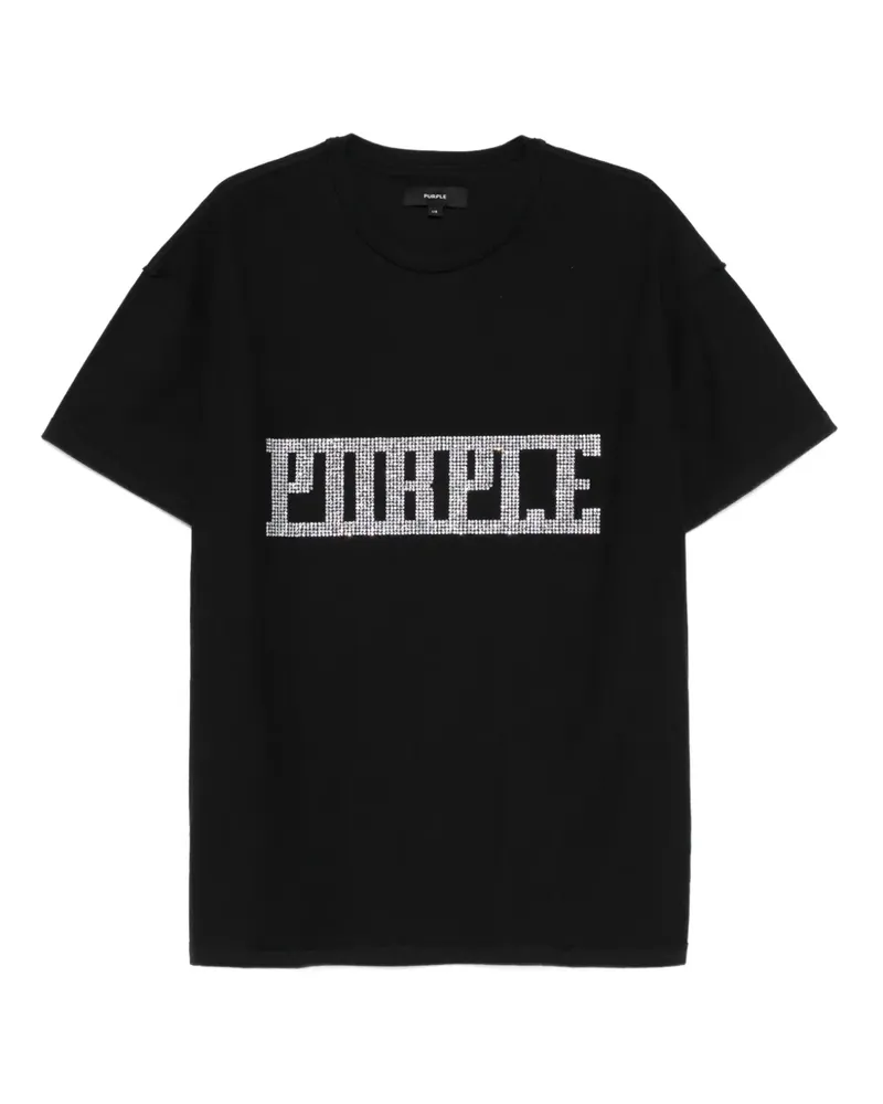 PURPLE BRAND Verziertes T-Shirt - Schwarz Schwarz